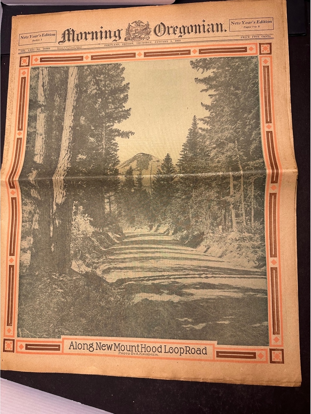 1925 Morning Oregonian New Year’s Edition Mt Hood Oregon Scenic Newspaper
